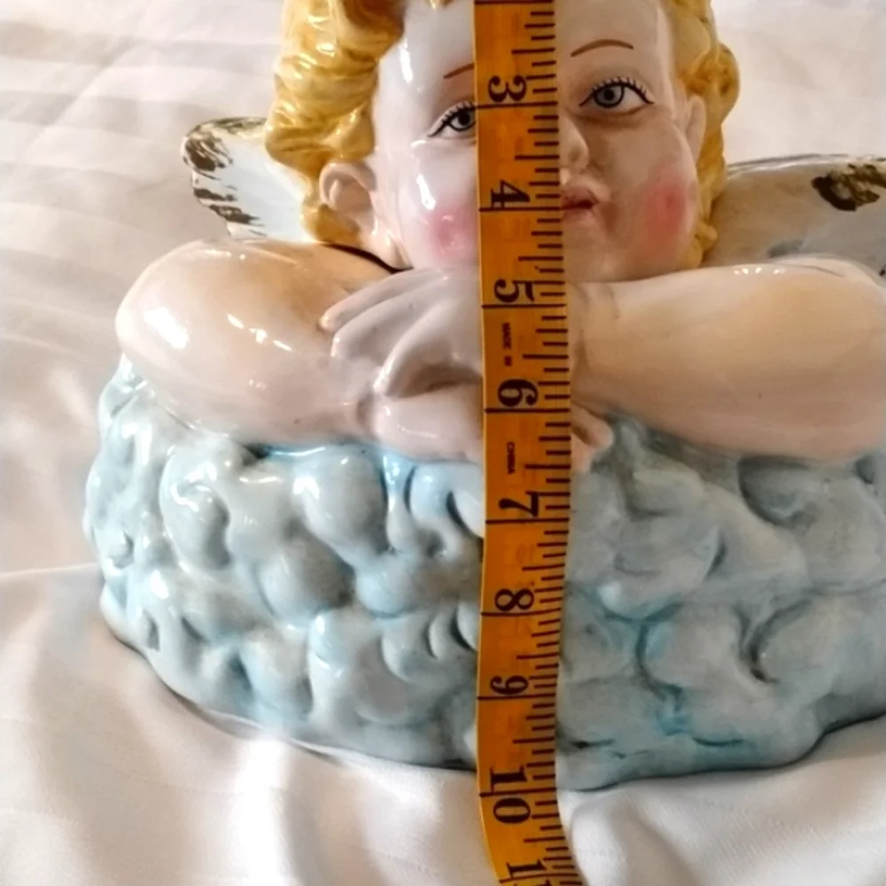 Gibson Beautiful Winged Ceramic Angel Cherub Child Cookie Jar